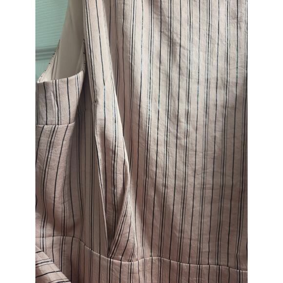Express Mini Striped Satin Sheath Dress Mauve Pink Wrap Dress peek a boo Back M - Picture 8 of 8